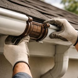 как соединить желоб водосточный между собой