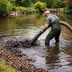 чистка пруда от ила