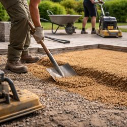 подготовка под брусчатку во дворе