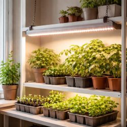 выращивание растений под лампой