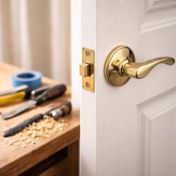 Как сохранить декоративное покрытие двери при врезке фурнитуры