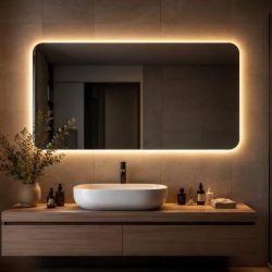 Зеркало с LED‑подсветкой в интерьере ванной комнаты