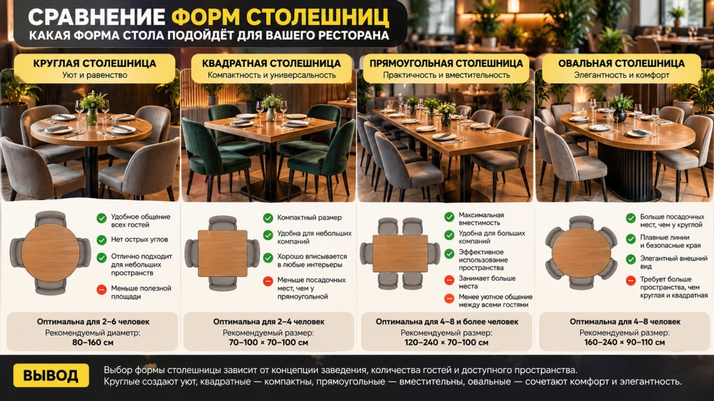 Сравнение форм столешниц